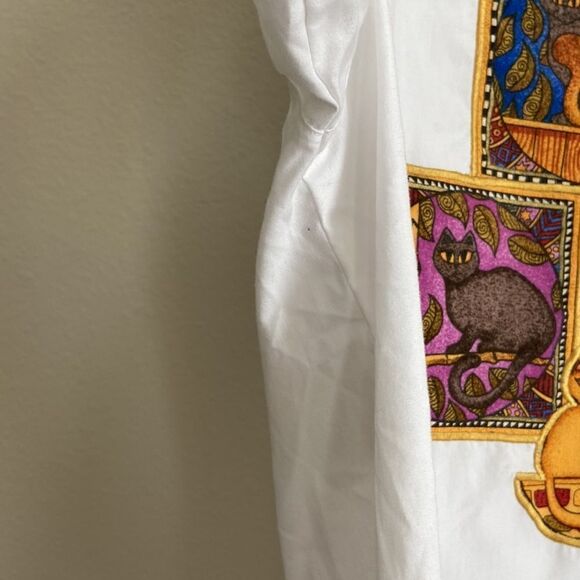 The Quacker Factory Shirt button down Cat lovers white Sz Small never used - Picture 6 of 10